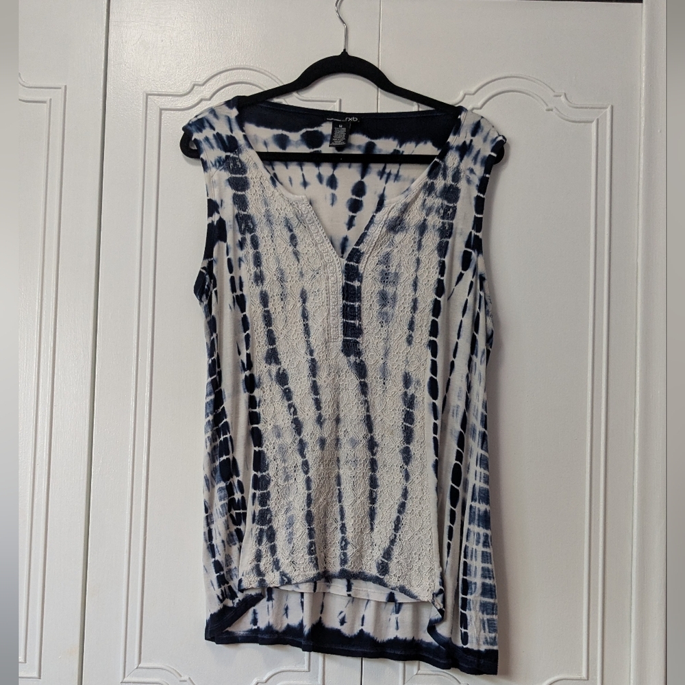 RXB Black and White Sleeveless Tie Front Tank Top